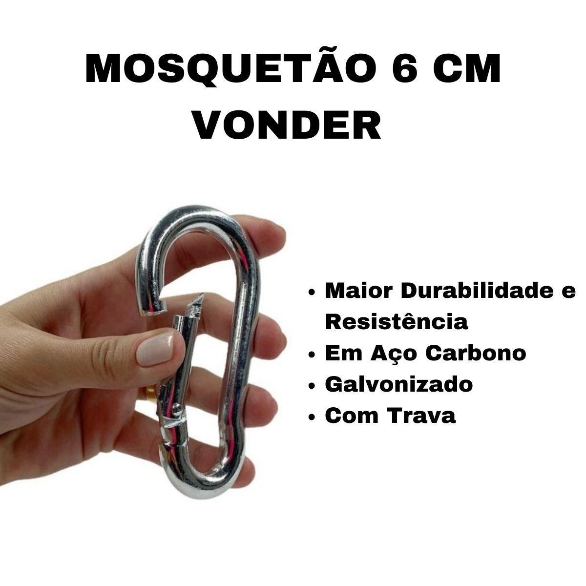 Miniatura Mosquetão Com Trava 6Cm Academia Suporta 120Kg Vonder