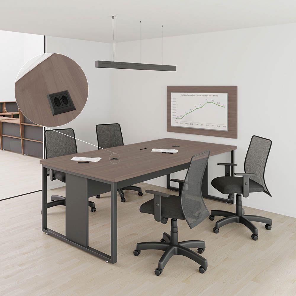 Miniatura Jogo Cadeira E Mesa Com Painel Para Escritório Freijó Preto