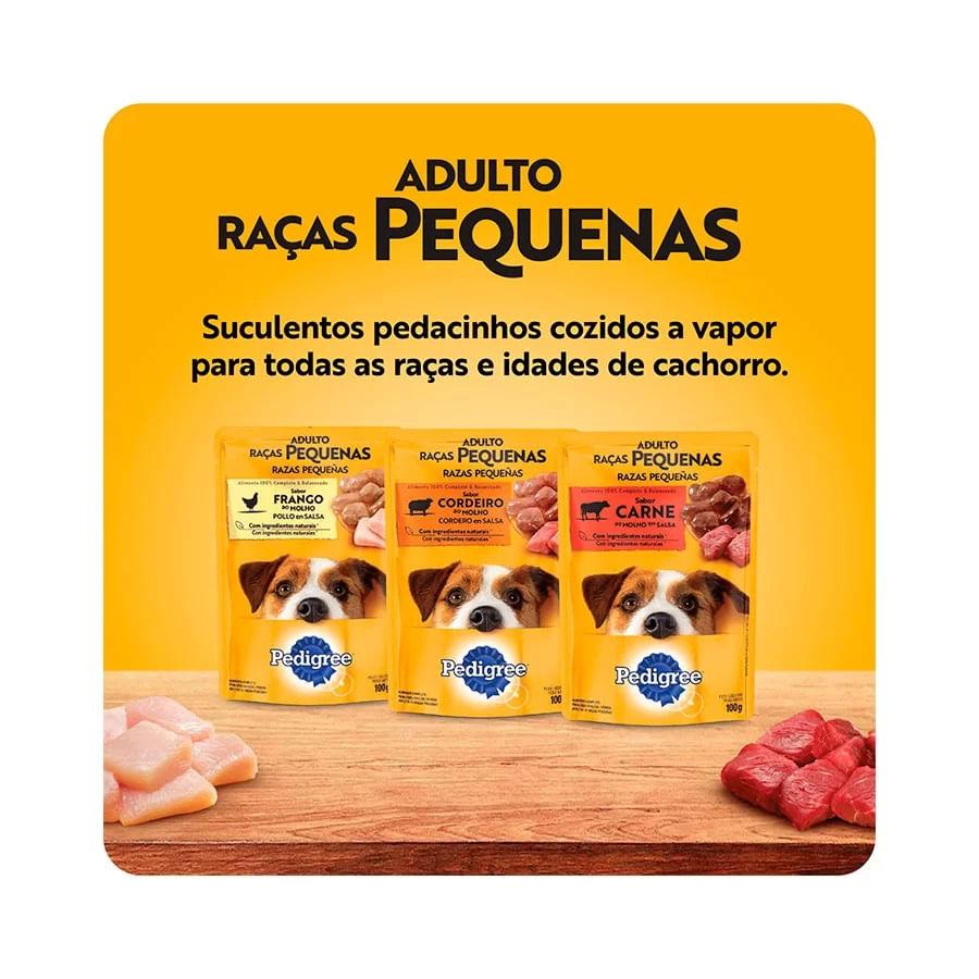 Miniatura Ração Úmida Pedigree  Sachê Cordeiro ao Molho para Cães Adulto Raça Pequena 100g