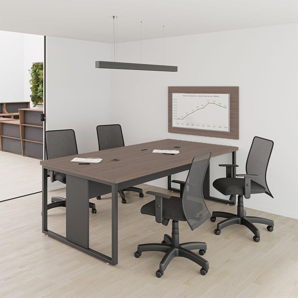 Miniatura Jogo Cadeira E Mesa Com Painel Para Escritório Freijó Preto