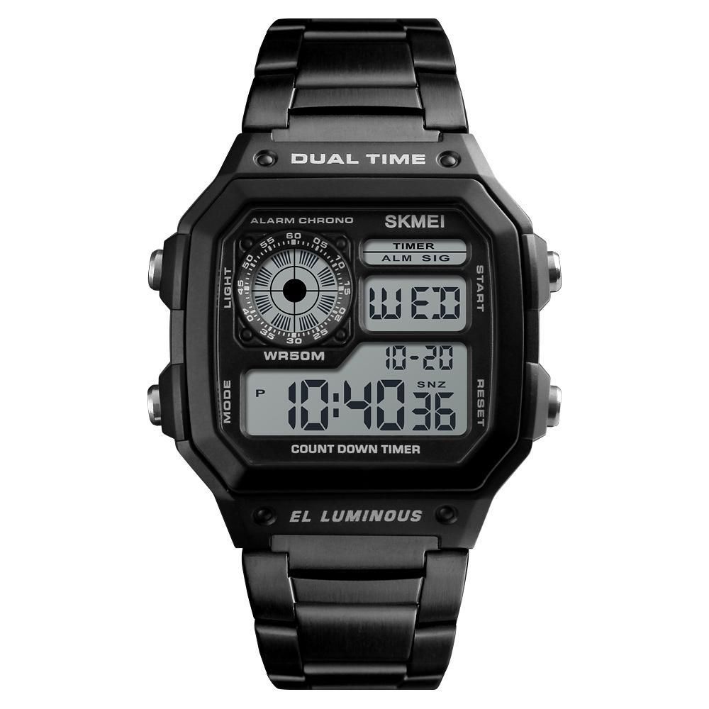 Miniatura Relógio Masculino Skmei 1335 Esportivo Quadrado Led Preto