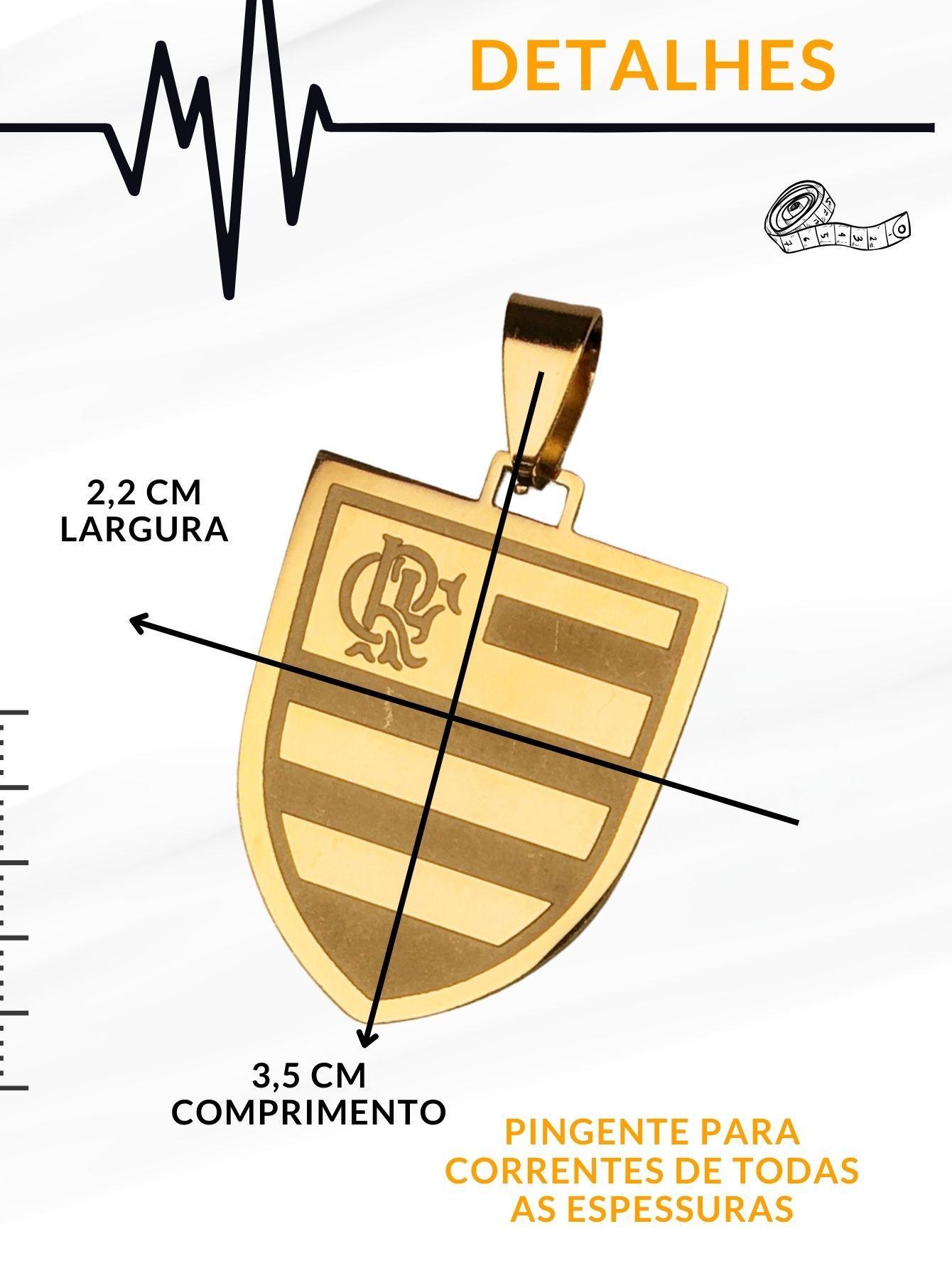 Miniatura Pingente Masculino Escudo Time Flamengo Crf Dourado Mengão