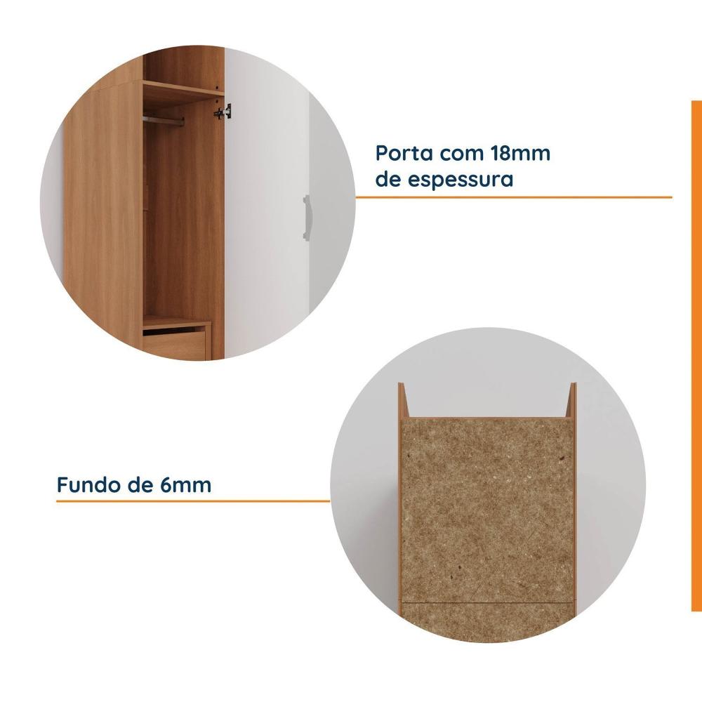 Miniatura Guarda Roupa Hera 1 Porta 4 Gavetas 1 Cabideiro CabeCasa MadeiraMadeira Branco Geada/Louro/Cinza