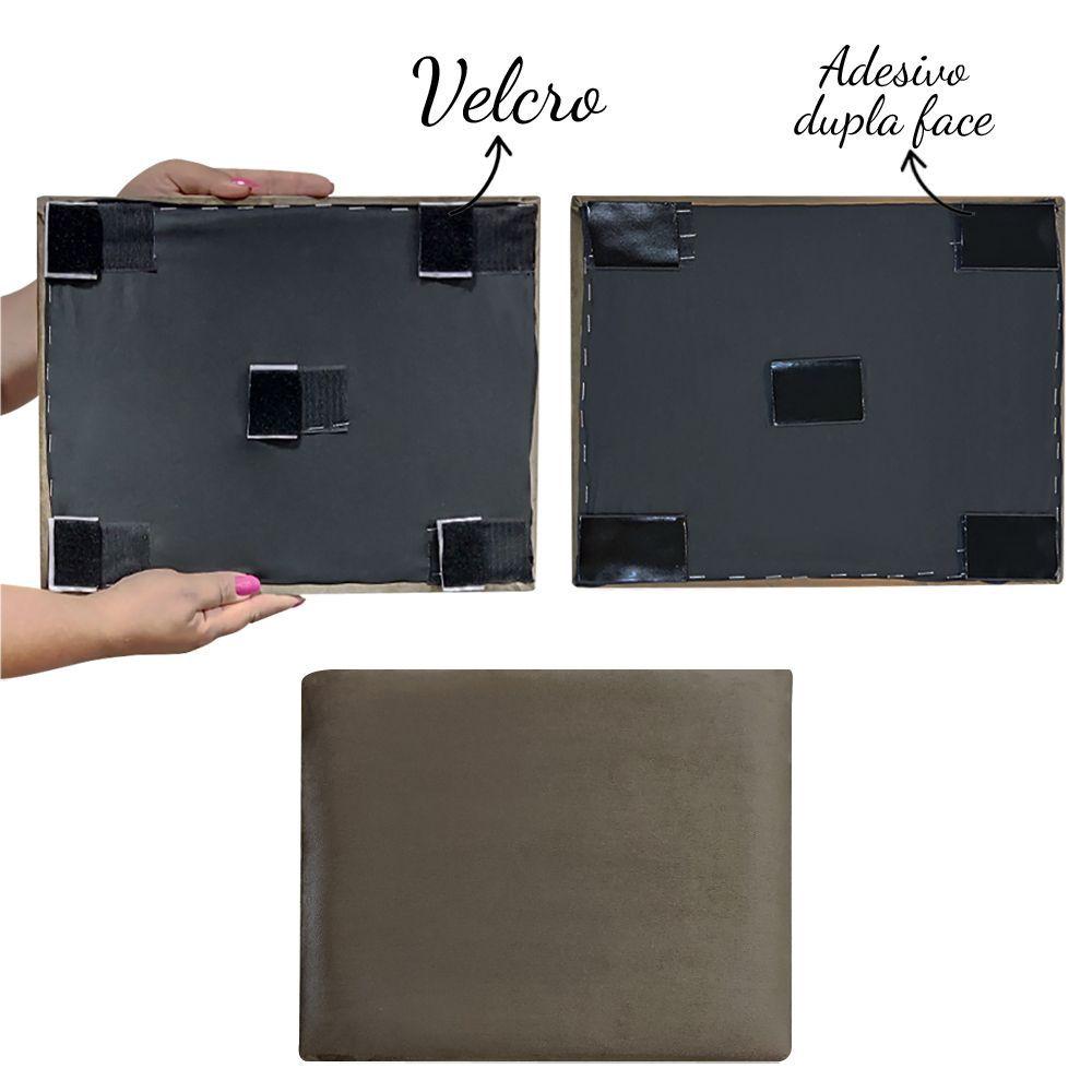 Miniatura Cabeceira Estofada Painel Modulada Veludo Cama Box Casal - Shop Das Cabeceiras Ciano Escuro