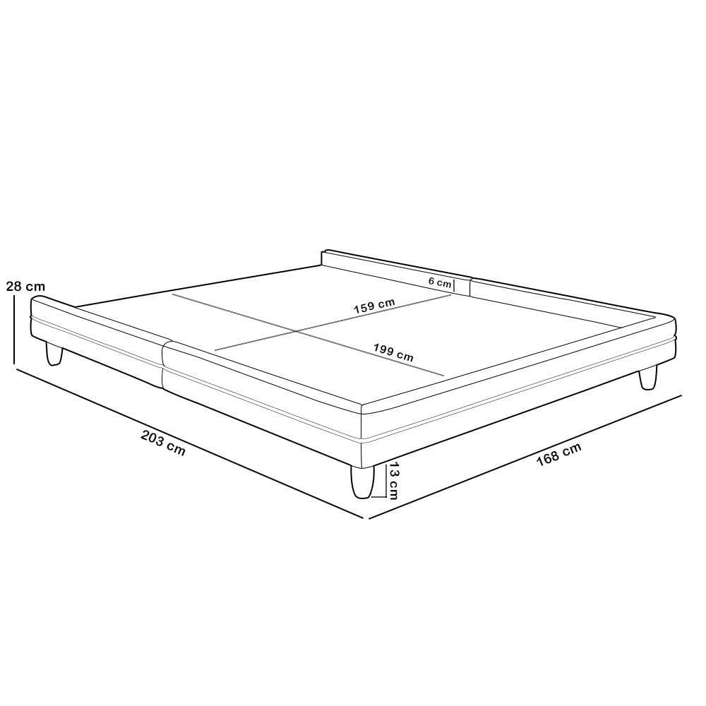 Miniatura Cama Casal Queen Base Box Pés Madeira 168cm Suném P05 Veludo Bege - Lyam Decor