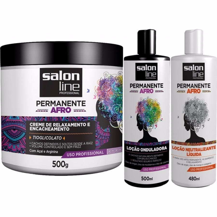 Miniatura Kit Permanente Afro Salon Line 3 Produtos
