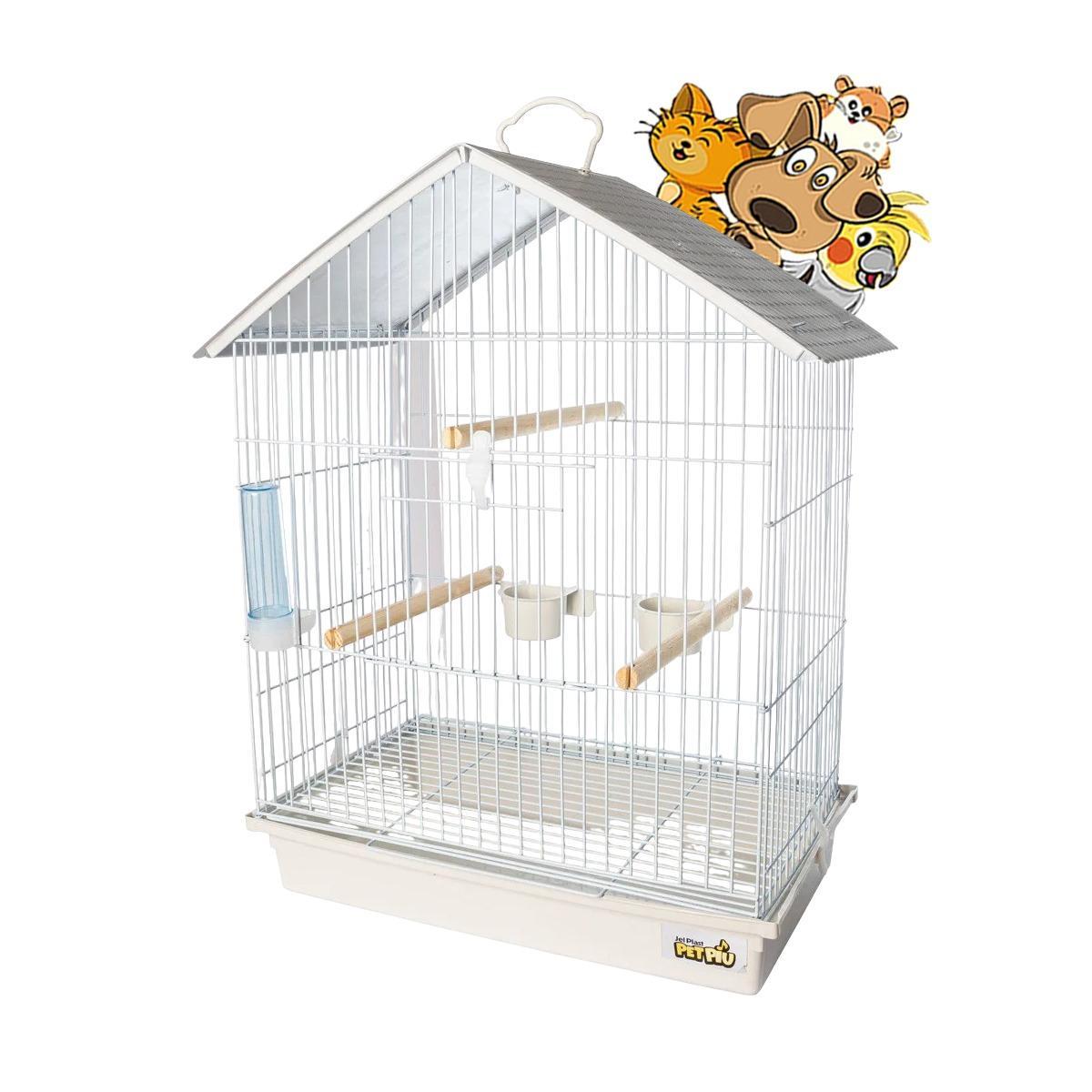 Miniatura Gaiola Calopsita Teto Plástico Branca Pet Piu Jel Plast