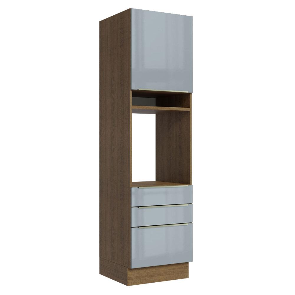 Miniatura Torre Quente Madesa Lux 60 cm 1 Porta 3 Gavetas - Rustic/Cinza Rustic/Cinza