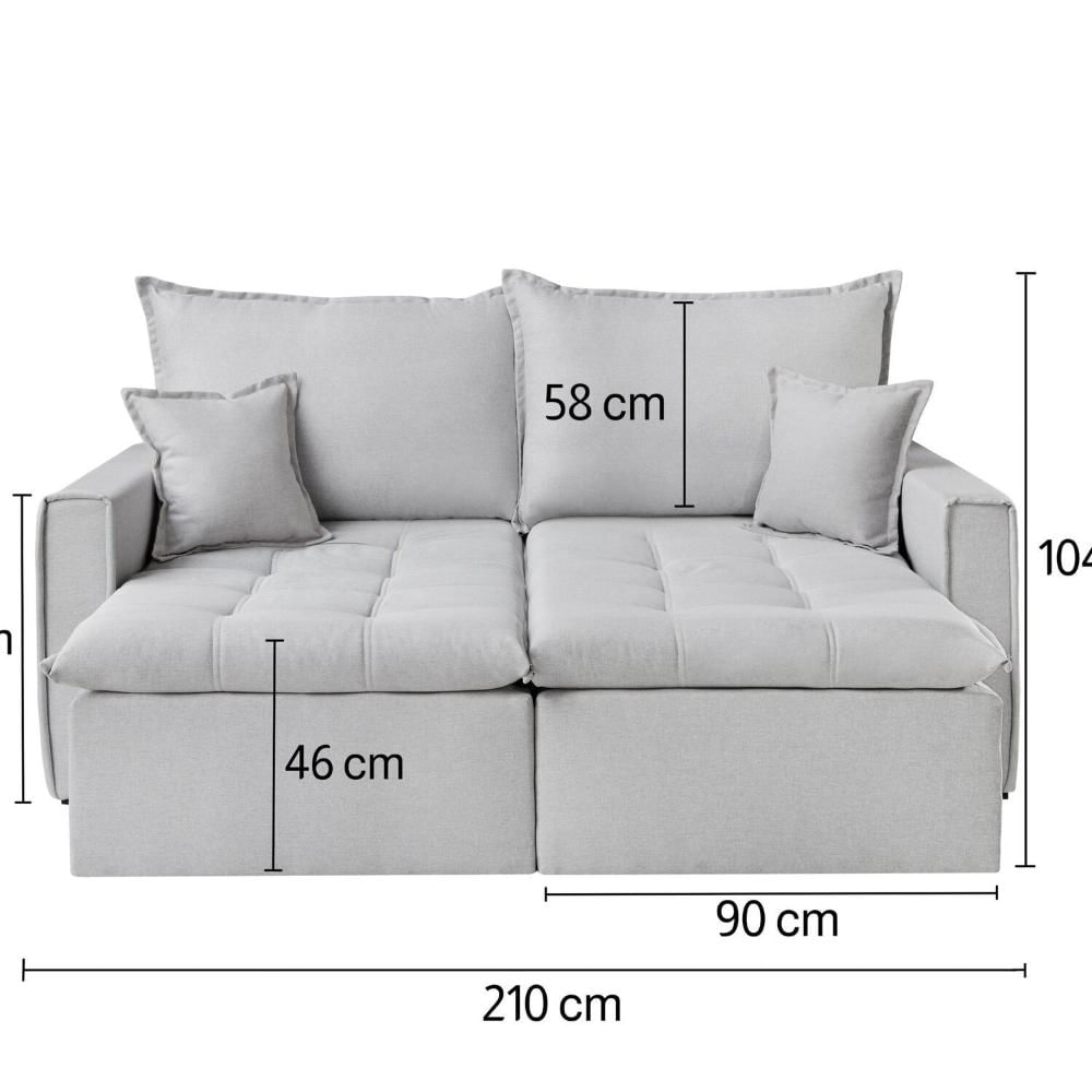 Miniatura Sofá Cama Dallas 210 Cm sem Caixa Veludo Cinza Chumbo