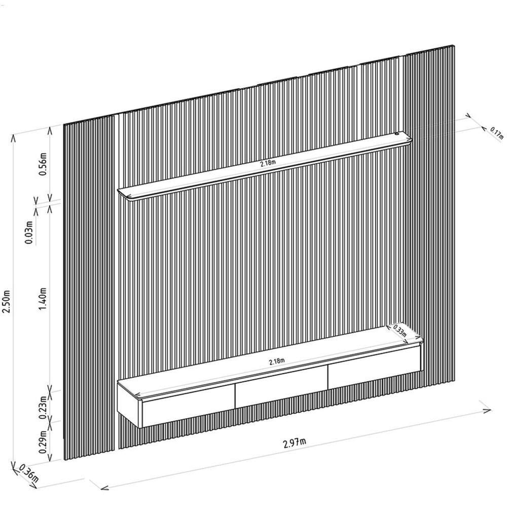 Miniatura Painel para Tv 80 Polegadas com Led Ripado Modular Tauari / Gris Fosco
