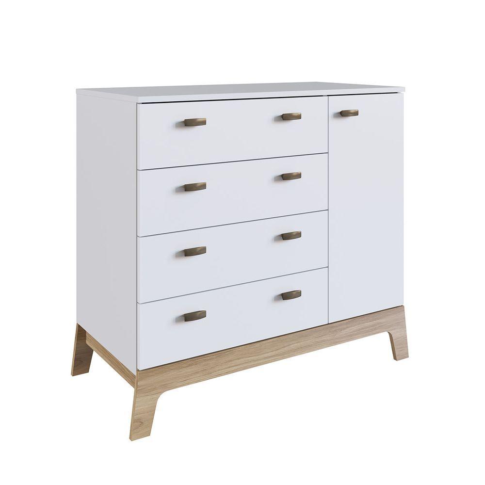 Miniatura Cômoda Branca 04 Gavetas 01 Porta Unissex Criança/BebêBranco