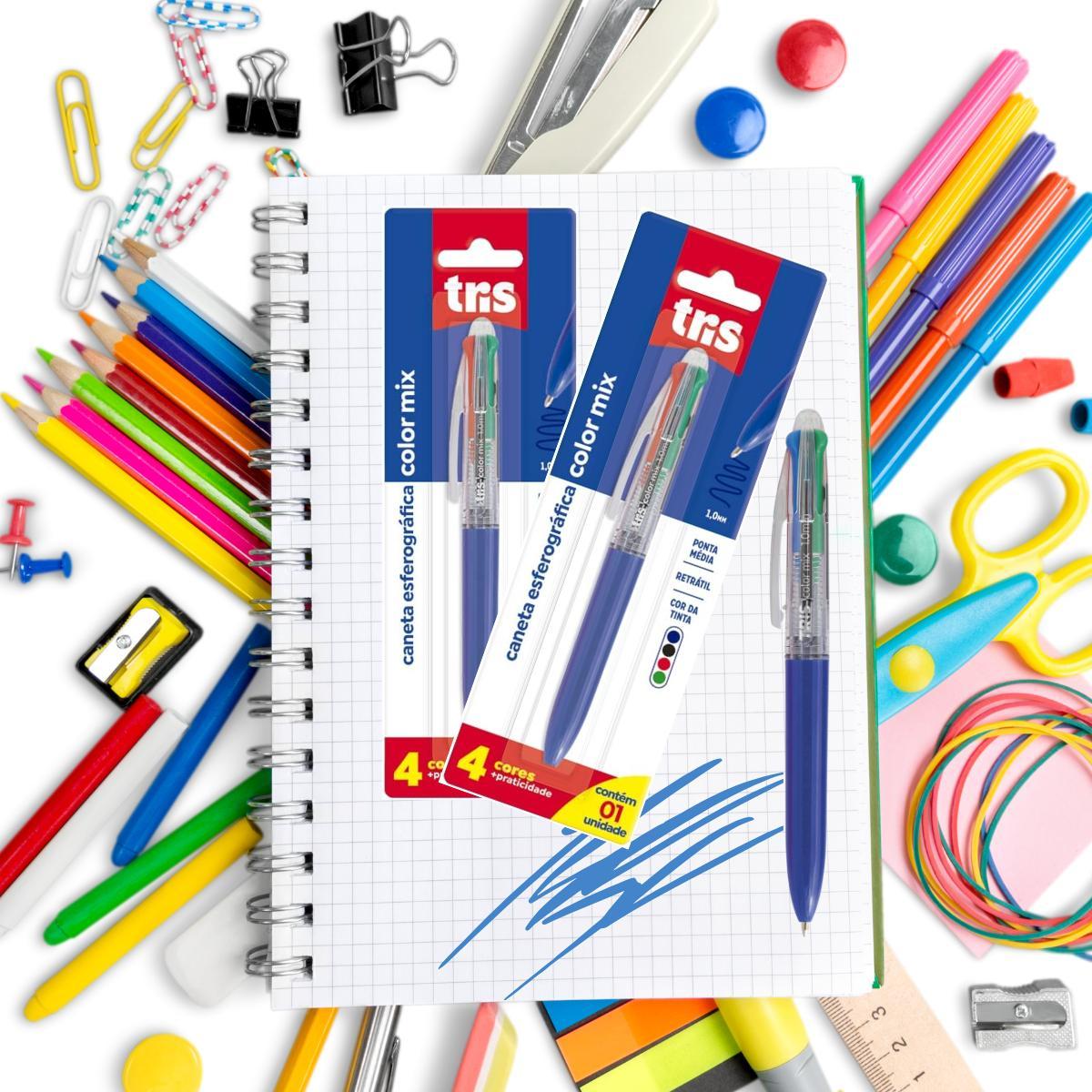 Miniatura Caneta Esferográfica 4 Cores Color Mix 1Mm Unidade Tris