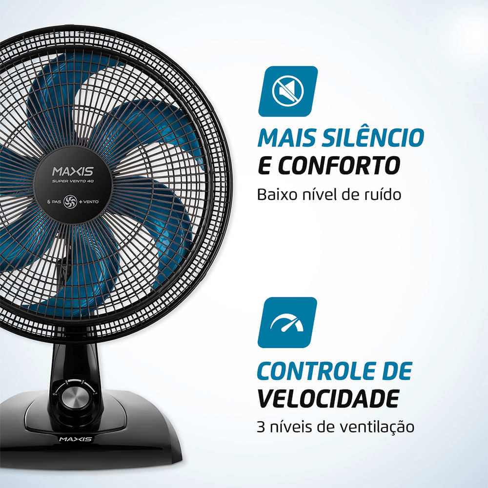 Ventilador de Mesa Maxis 6 pás 40cm V-40-MX-B VENTILADOR V-40-MX-B 127V/60Hz