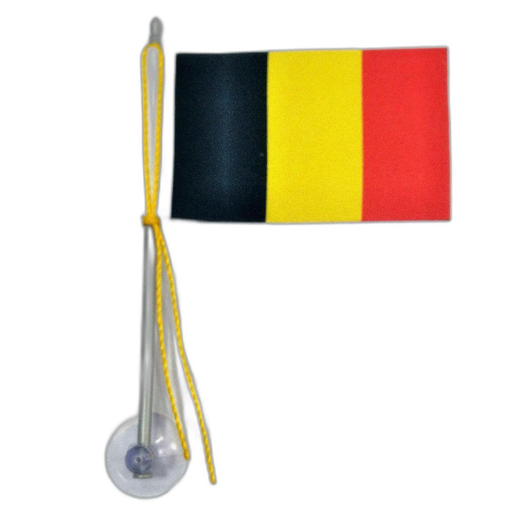 Miniatura Mini Bandeira Bélgica Com Ventosa Poliéster (5,5Cm X 8,5Cm)