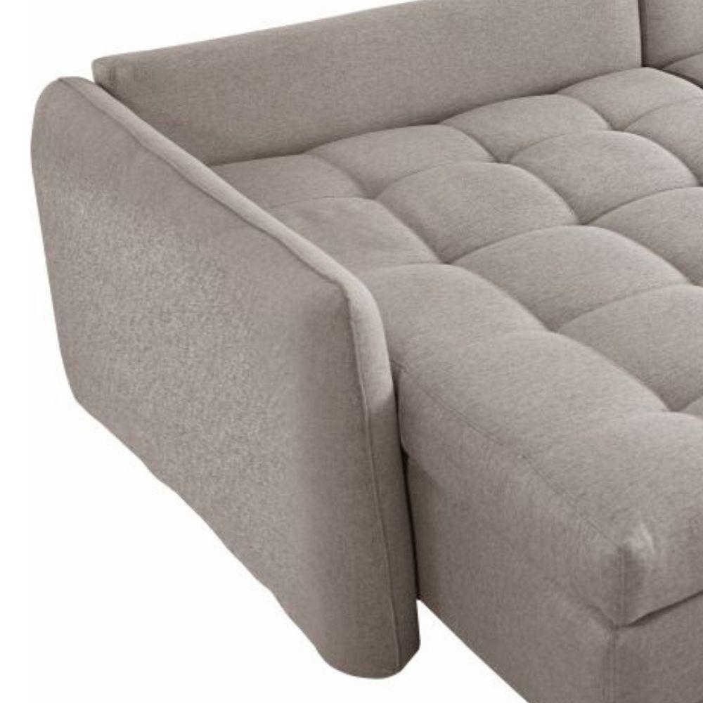 Sofá Cama Retátil E Reclinável Captiva Tecido Linho Cinza 2,64 M