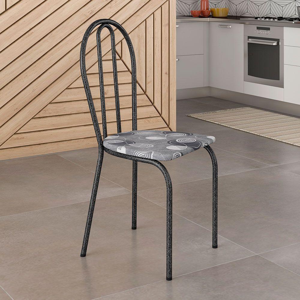 Miniatura Kit 2 Cadeiras De Cozinha Texas Estampado Pará Pés De Ferro Cromo Preto - Pallazio