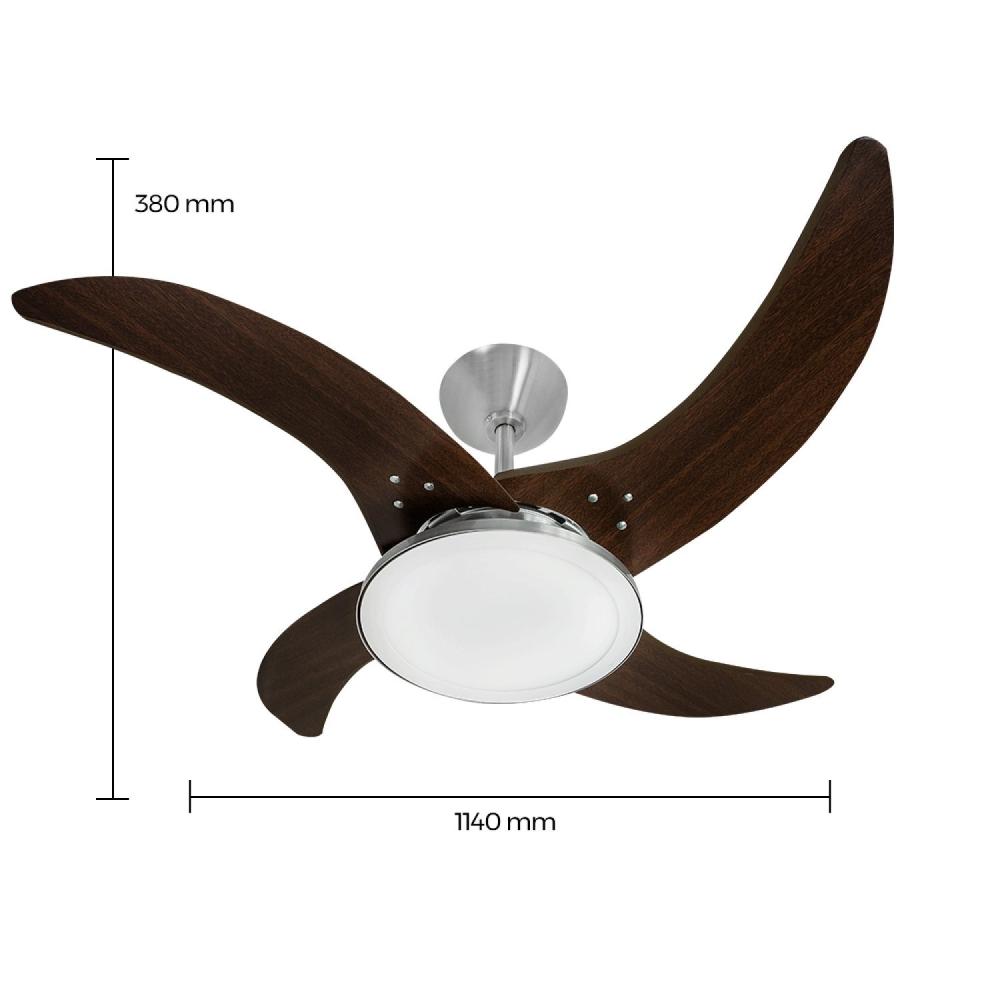 Miniatura Ventilador de Teto 220V Alumínio Escovado Mareiro Tron Marrom