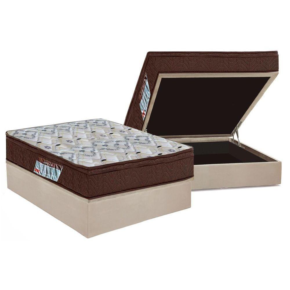 Miniatura Cama Box Baú Casal: Colchão Ortopédico Ortobom D45 / Ep Iso 150 Mega Firme + Base Clean(138X188)