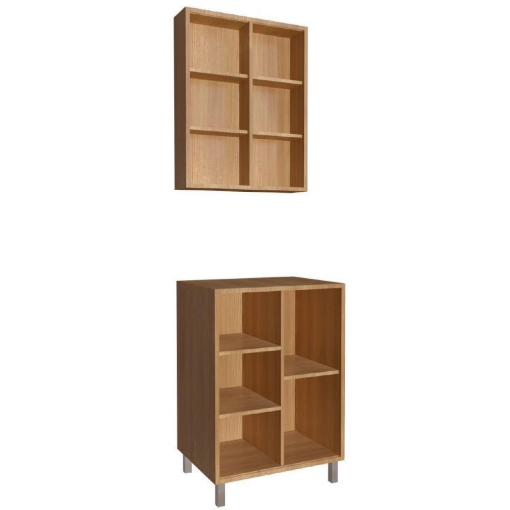 Gabinete de Banheiro 60cm Julia com Balcão 1 Porta Correr e Espelheira sem Cuba Mel/Arenas