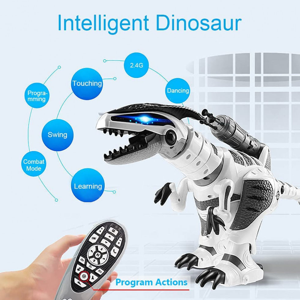 Dinossauro Robô Interativo Dollox Programável com Controle Remoto para Crianças de 3 a 10 Anos