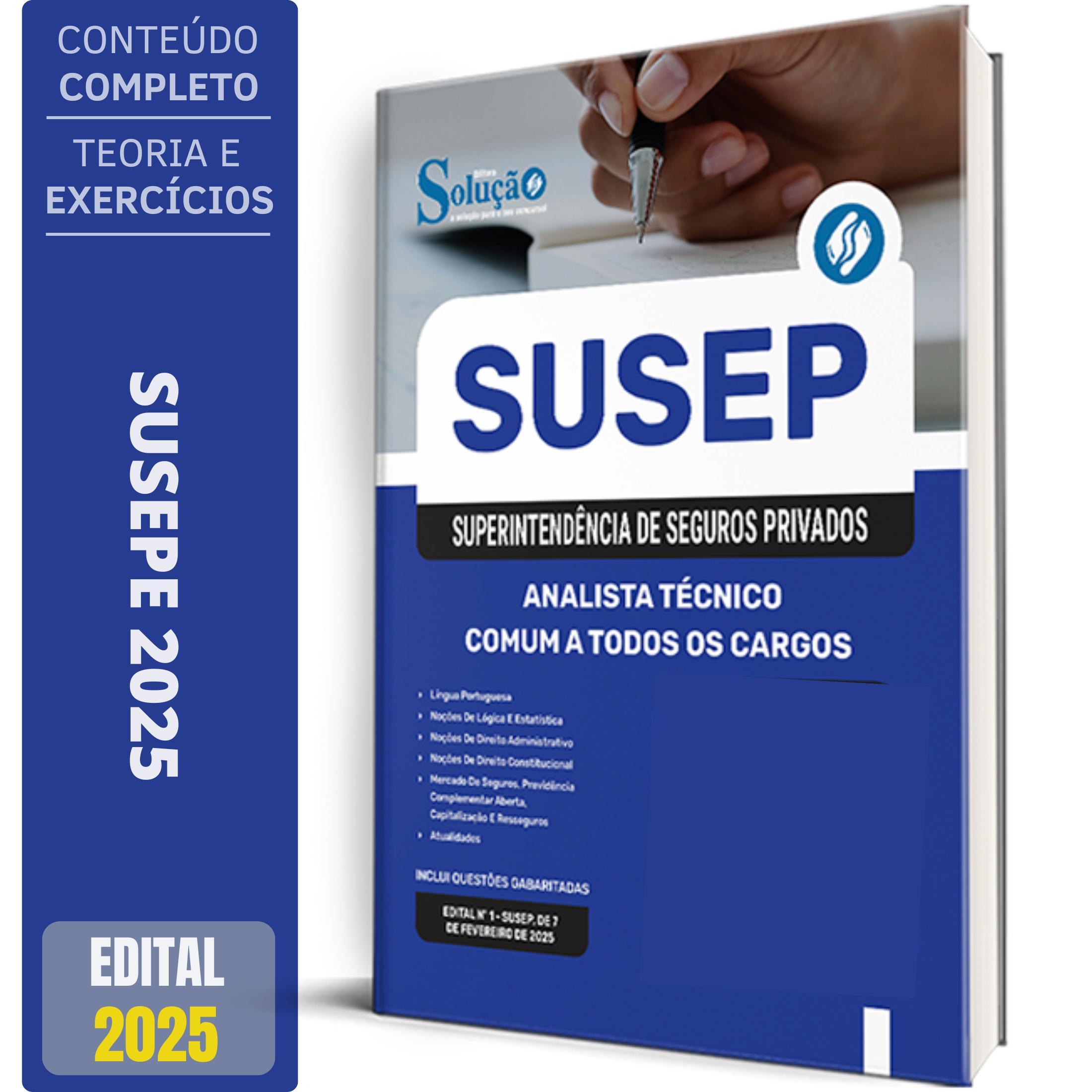 Miniatura Apostila Susep 2025 Analista Técnico Comum A Todos Os Cargos