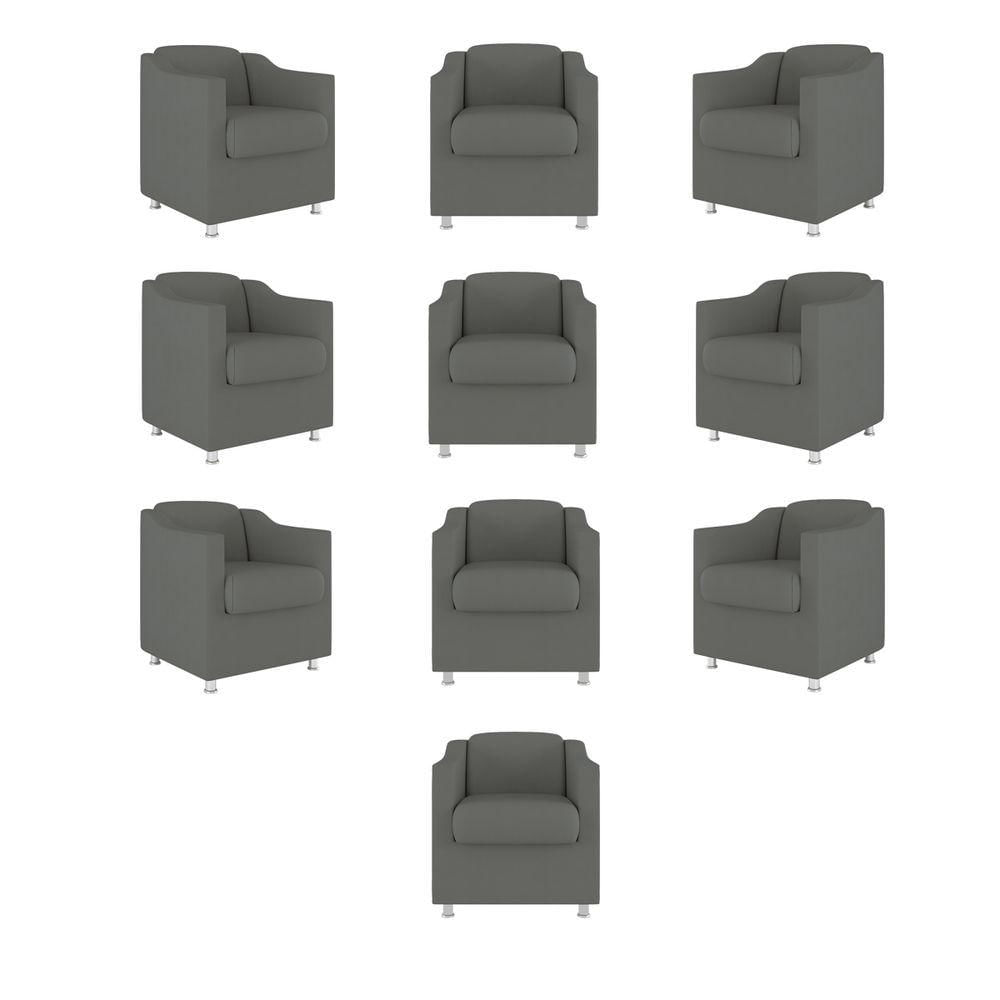 Miniatura Kit 10 Poltronas Tilla Consultório Recepção Suede Balaqui Decor Cor:cinza