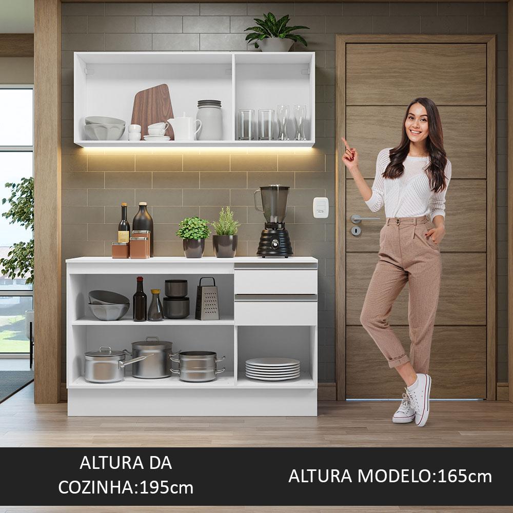 Armário de Cozinha Compacta 100% MDF 120 cm Smart Madesa 01 Branco