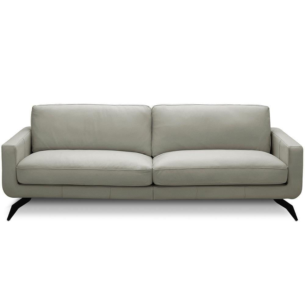 Sofá 3 Lugares Para Sala De Estar Living Industrial 240cm Trento L06 Couro Pérola - Lyam Decor