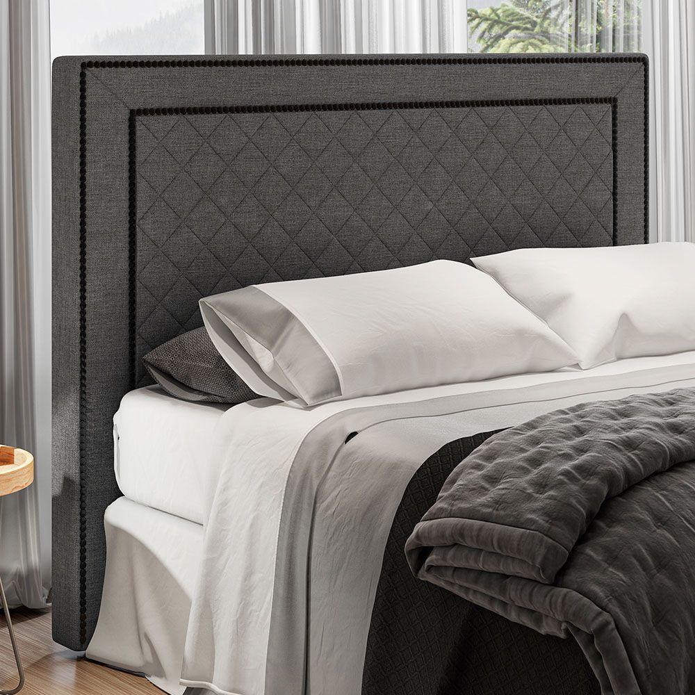 Miniatura Cabeceira Cama Box Casal Queen Size Ariza 160cm Linho Cinza - Abmaza