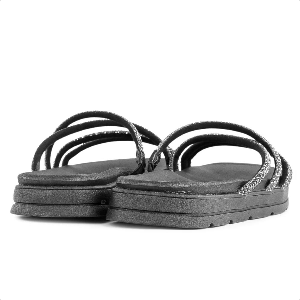 Miniatura Sandália Papete Moleca Plataforma Tiras Feminina Preto / Prata - 34