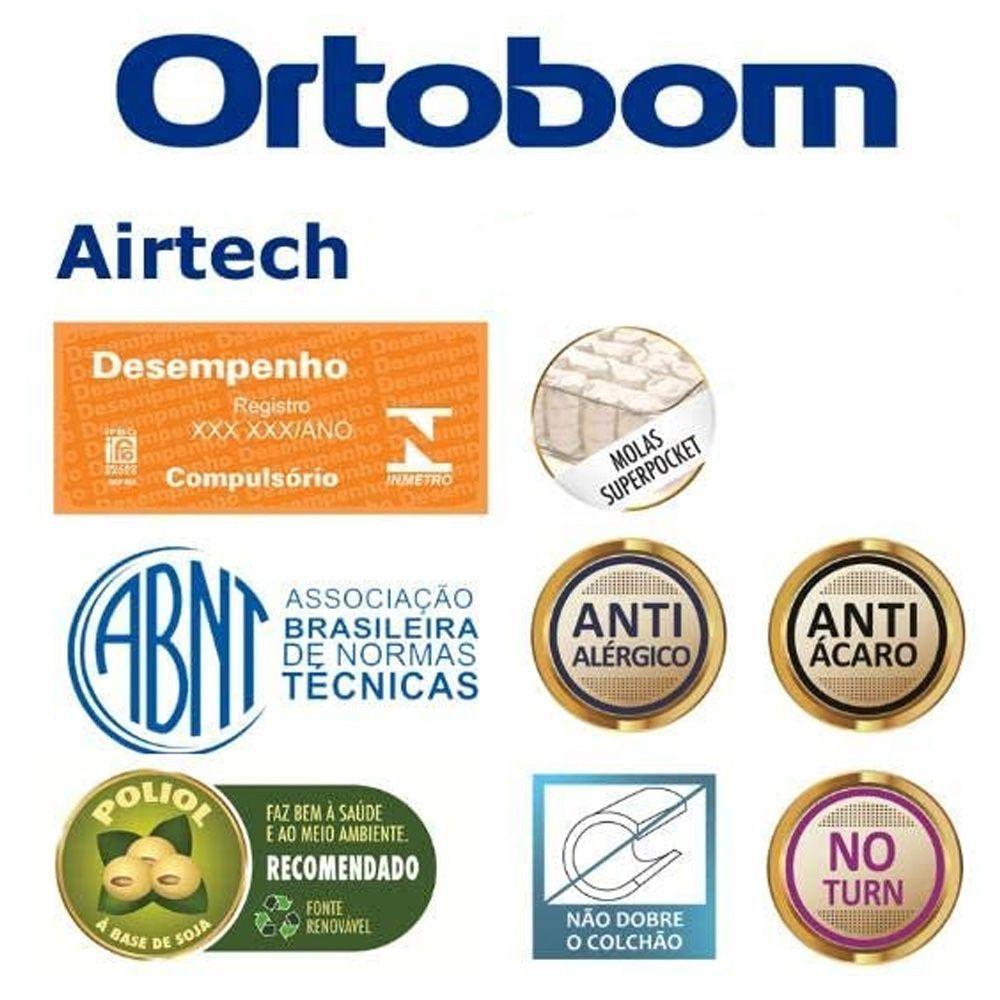 Miniatura Cama Box Casal Suede + Colchão Casal Ortobom Airtech Molas Springpocket (65x138x188) Marrom