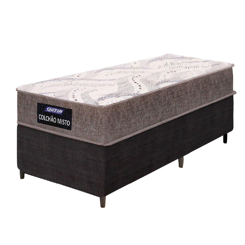 Miniatura Cama Box Solteiro Gazin Colchão Com Espuma 88x188x55cm Camboriu suporta Até 120 Kg Por Pessoa Marrom