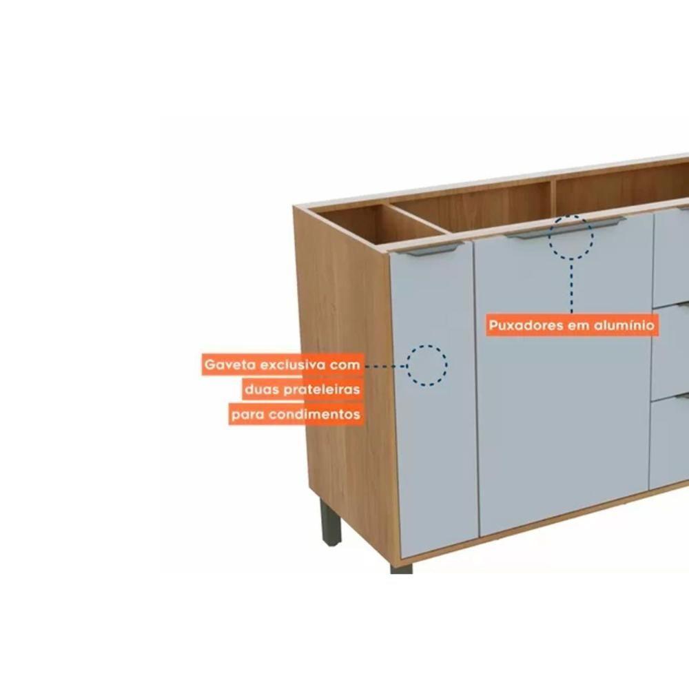 Gabinete De Cozinha Modulado Balcão Itália P-pia 2 Portas E 3 Gavetas120cm Cinamomo - Valdemóveis