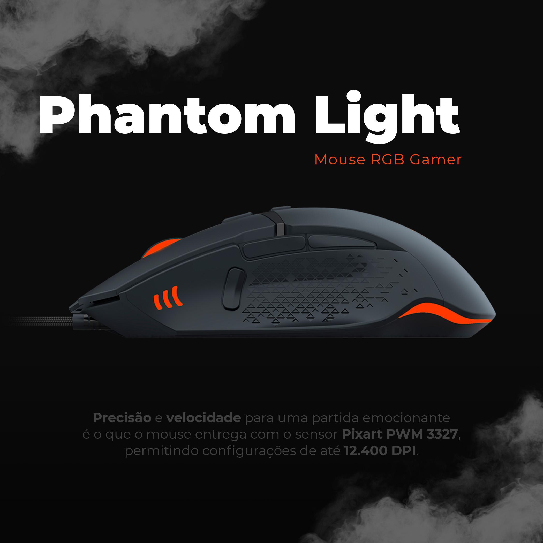 Mouse Gamer Usb Rgb Optico 12400 Dpi 8 Botoes P Jogo Premium