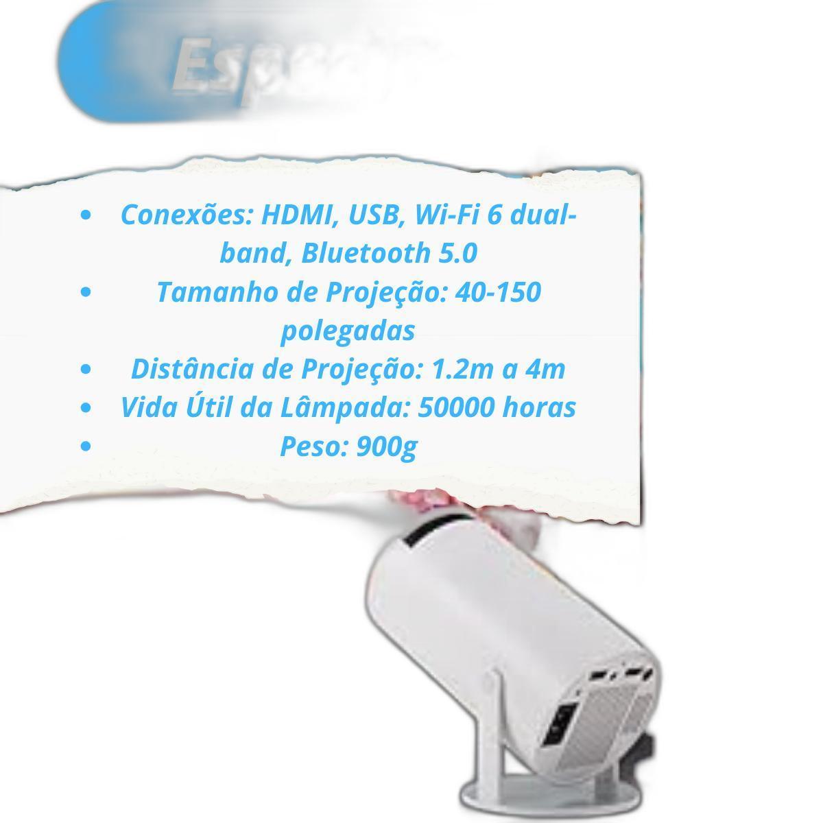 Smartprojetor Home Cinema 4K Projetor Android 11.0 Resolução