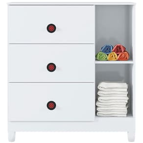 Miniatura Cômoda Móveis Estrela Fast Car com 3 Gavetas e 1 Porta - Branco/Vermelho/Preto