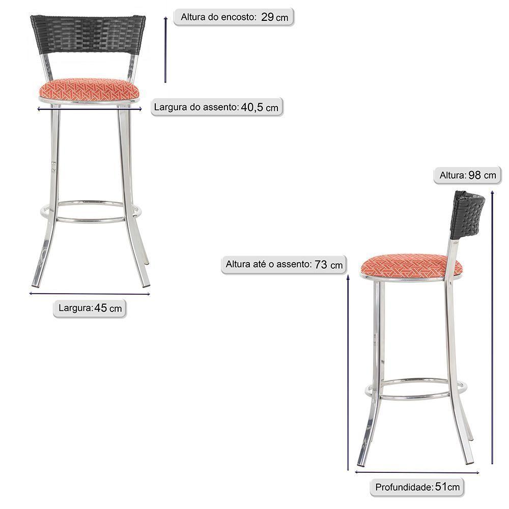 Miniatura Conjunto Com 2 Banquetas Em Alumínio, Fibra Sintética E Impermeável Tc Preta Z20