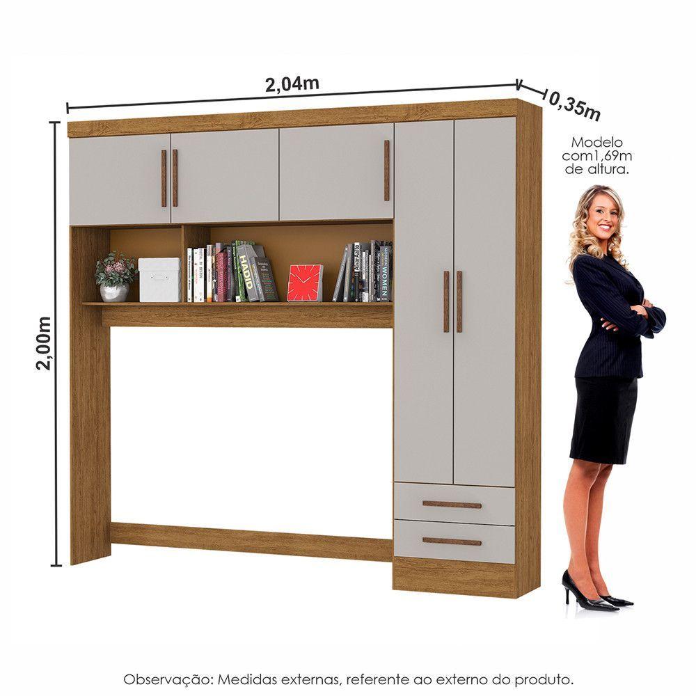 Guarda Roupa Modulado Com Cama Paris 5 Portas 2 Gavetas Freijó Com Off White