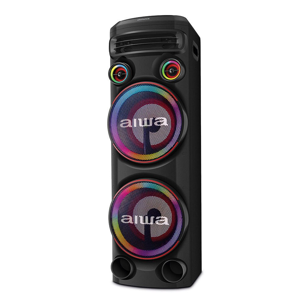 Miniatura Torre de Som 2200W RMS 2 Woofers 10 USB Rádio FM AWS-T2W-01 Aiwa 04893-24-16647 - Preto - Bivolt