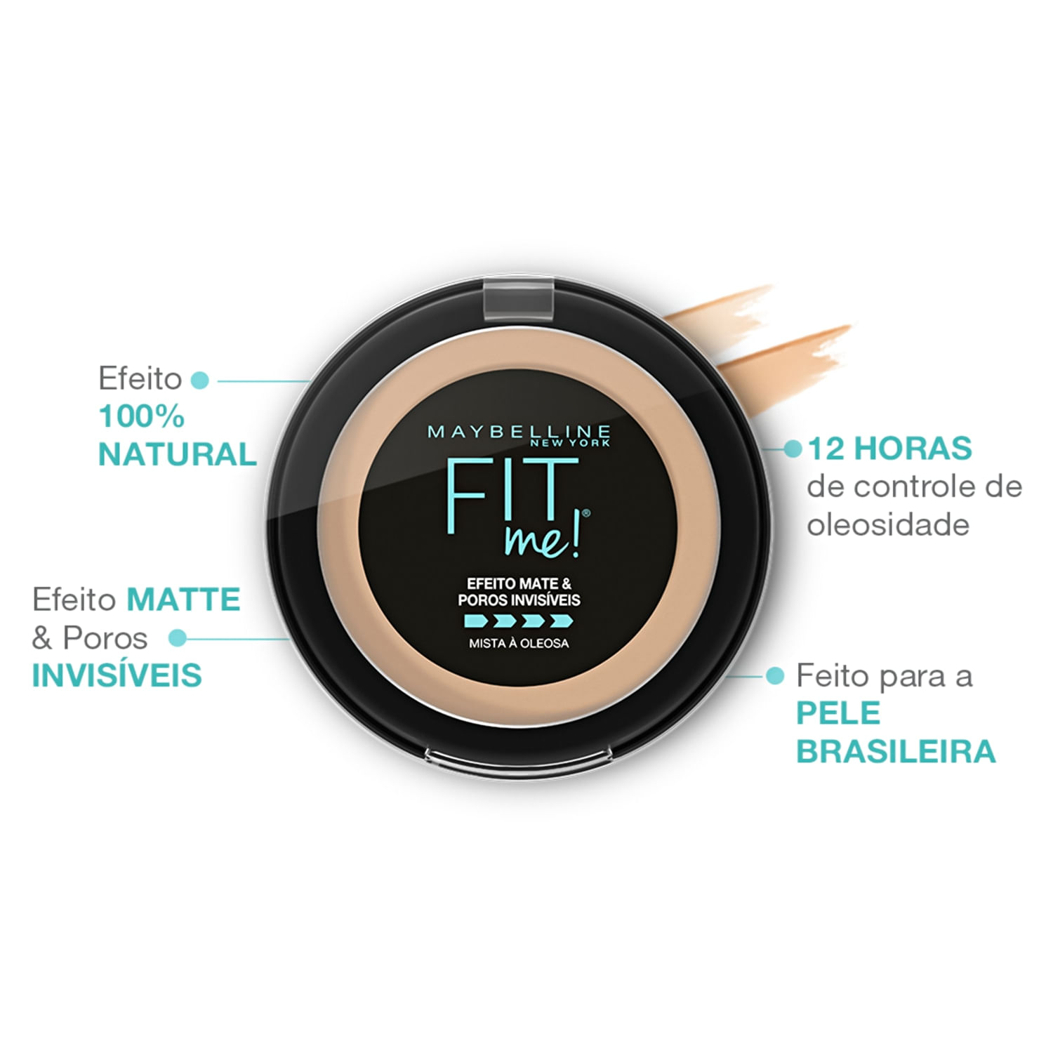 Miniatura Maybelline Fit Me! R05 Médio Rosado - Pó Compacto Matte 10g