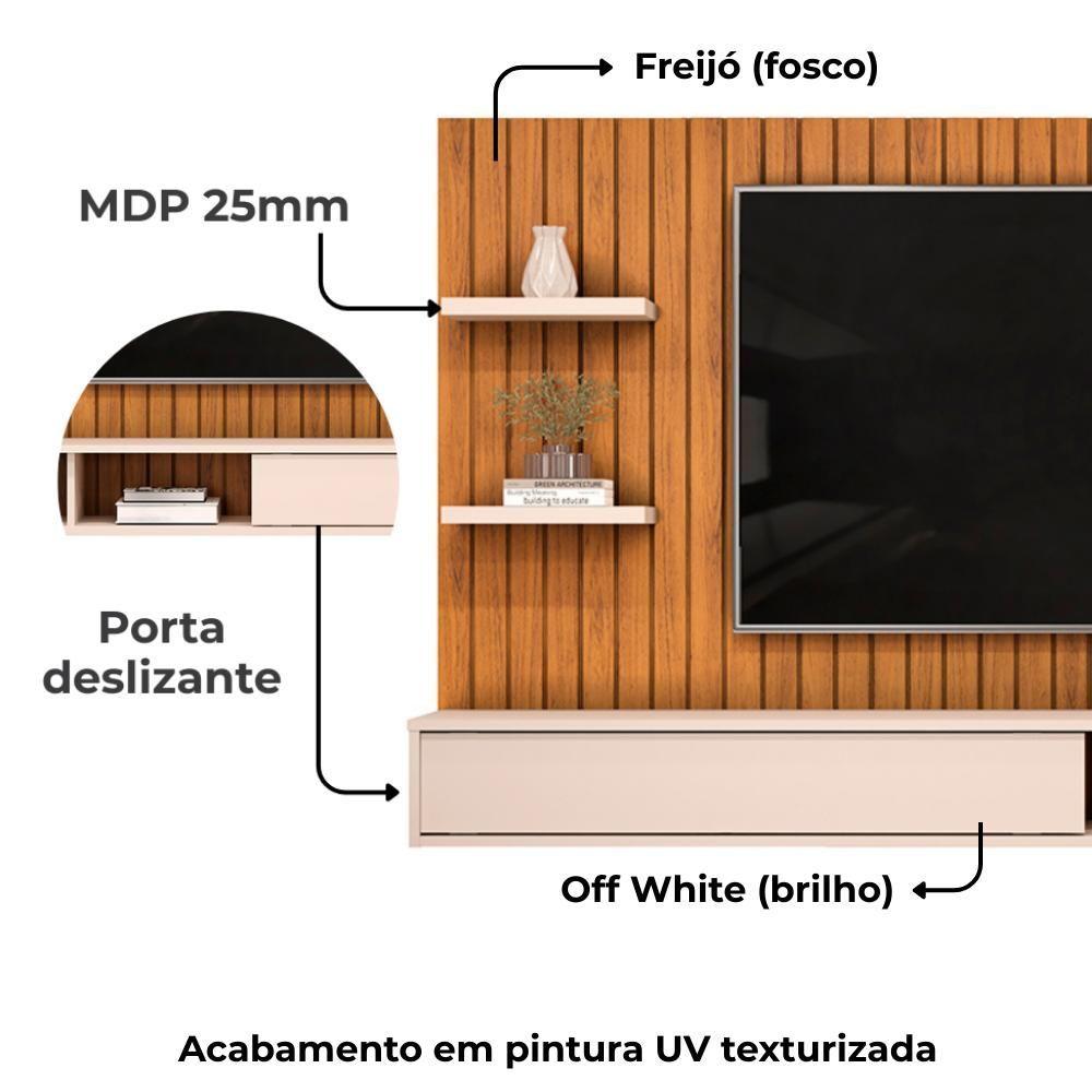 Miniatura Painel Suspenso Tv 60 Pol 179 Cm Friz Freijó Off White Dj Moveis Freijo Off White