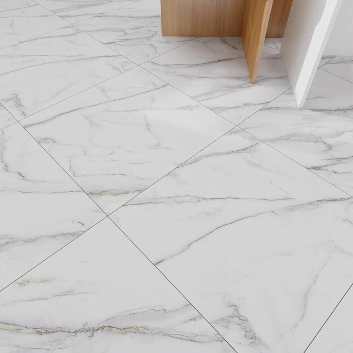 Miniatura Piso Vinilico Placa Autocolante Caixa 2 M2 - Marmore Carrara