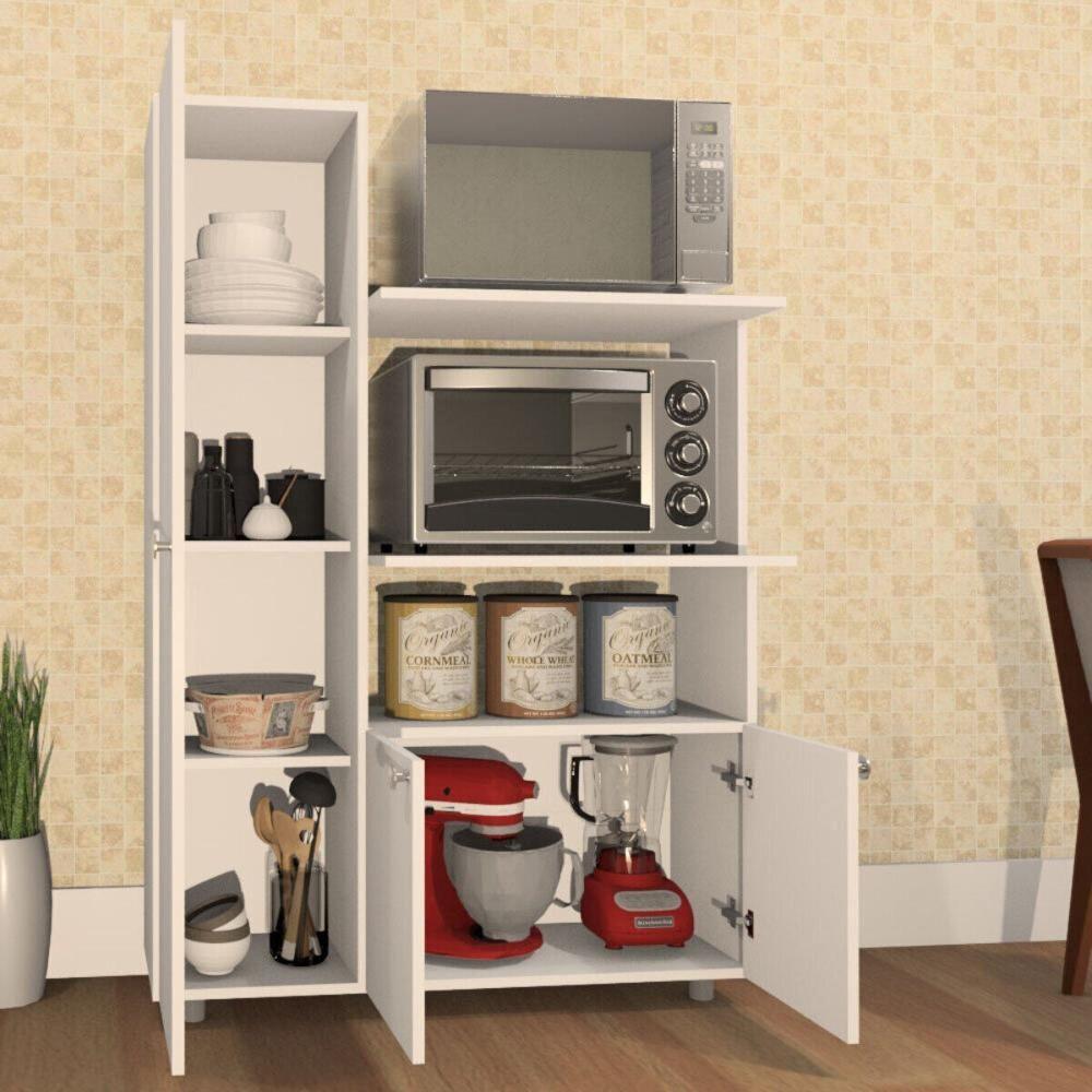 Miniatura Armário De Cozinha Para Forno-micro-ondas Com 3 Portas Multimóveis Cr20348 Branco