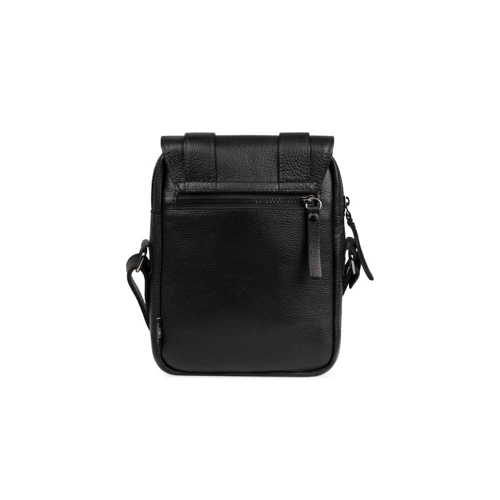 Miniatura Shoulder Bag Masculina de Couro Leme Preta Preto