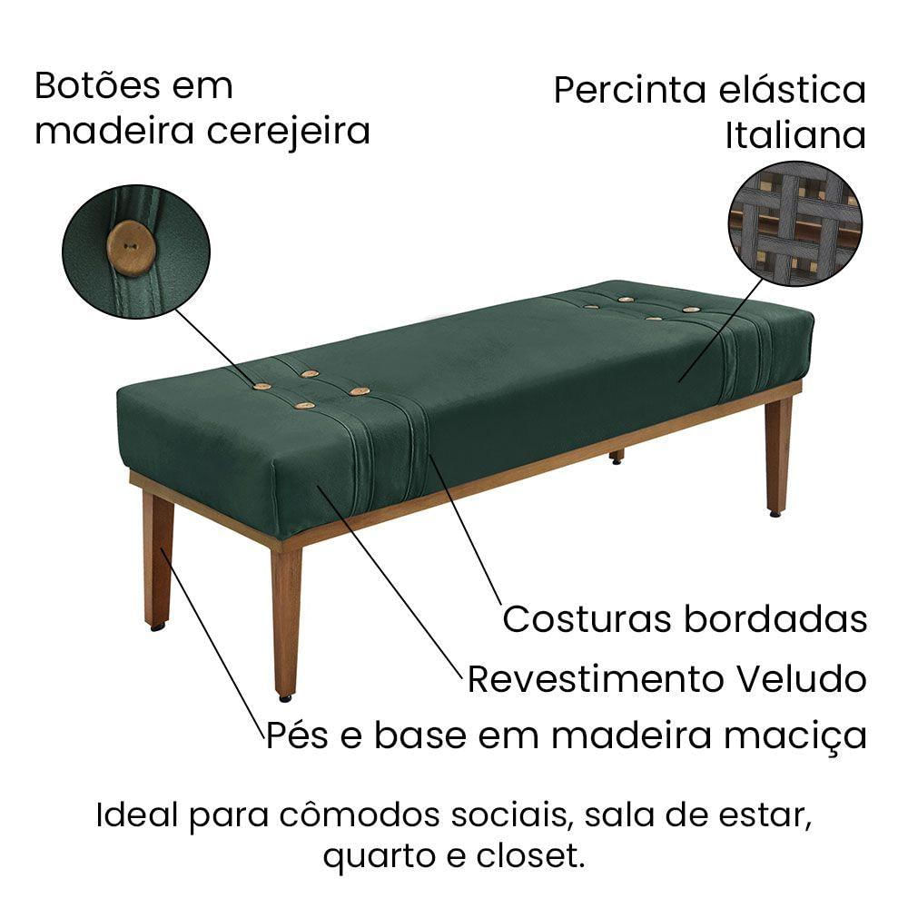 Miniatura Calçadeira Recamier Casal 1,40m Gênova Veludo Verde Floresta