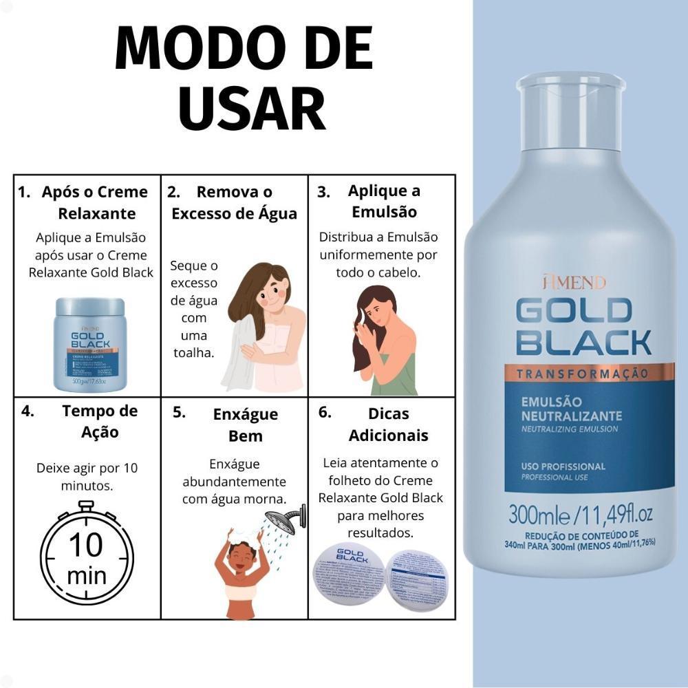 Miniatura Kit Amend Gold Black Creme Amônia, Neutralizante E Reparador