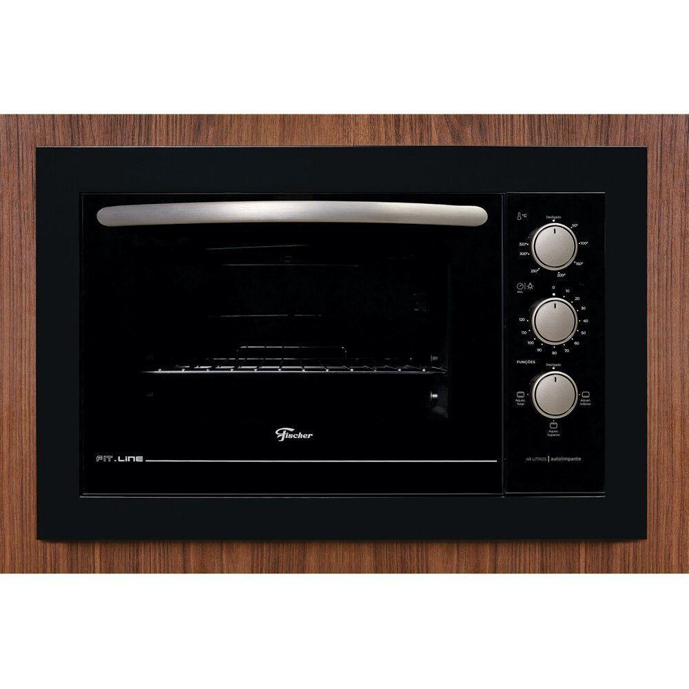 Miniatura Forno Elétrico De Embutir 48 Litros Fit Line Fischer Black 220V