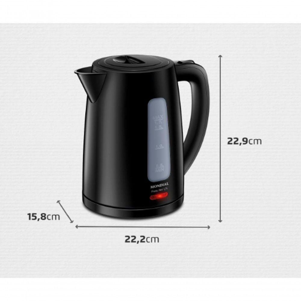 Miniatura Chaleira Eletrica Mondial Luxx Black 1.7l 1500w Desligamento Automatico 110V