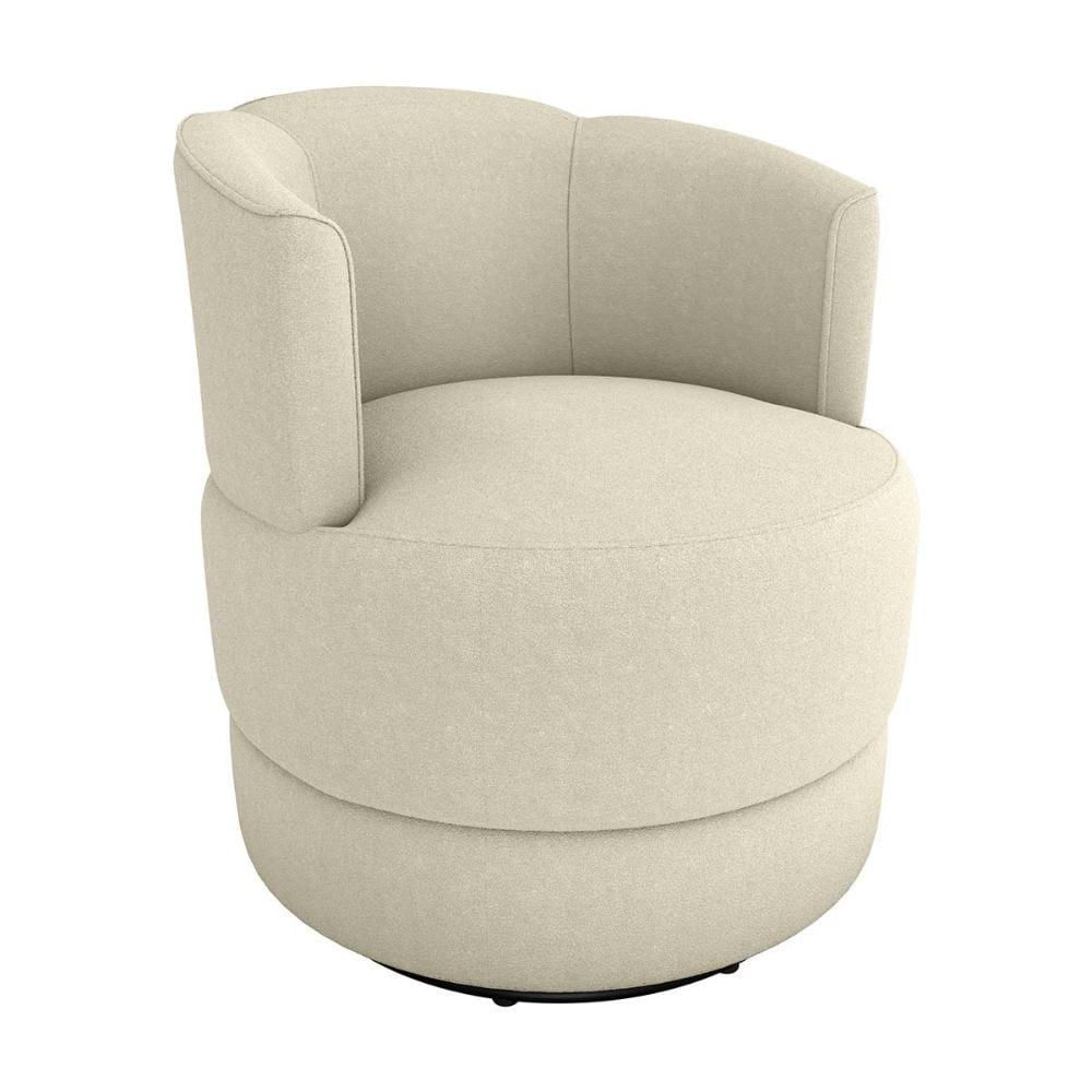 Miniatura Poltrona Decorativa Giratória Base De Ferro Marselha Matrix Boucle Bege