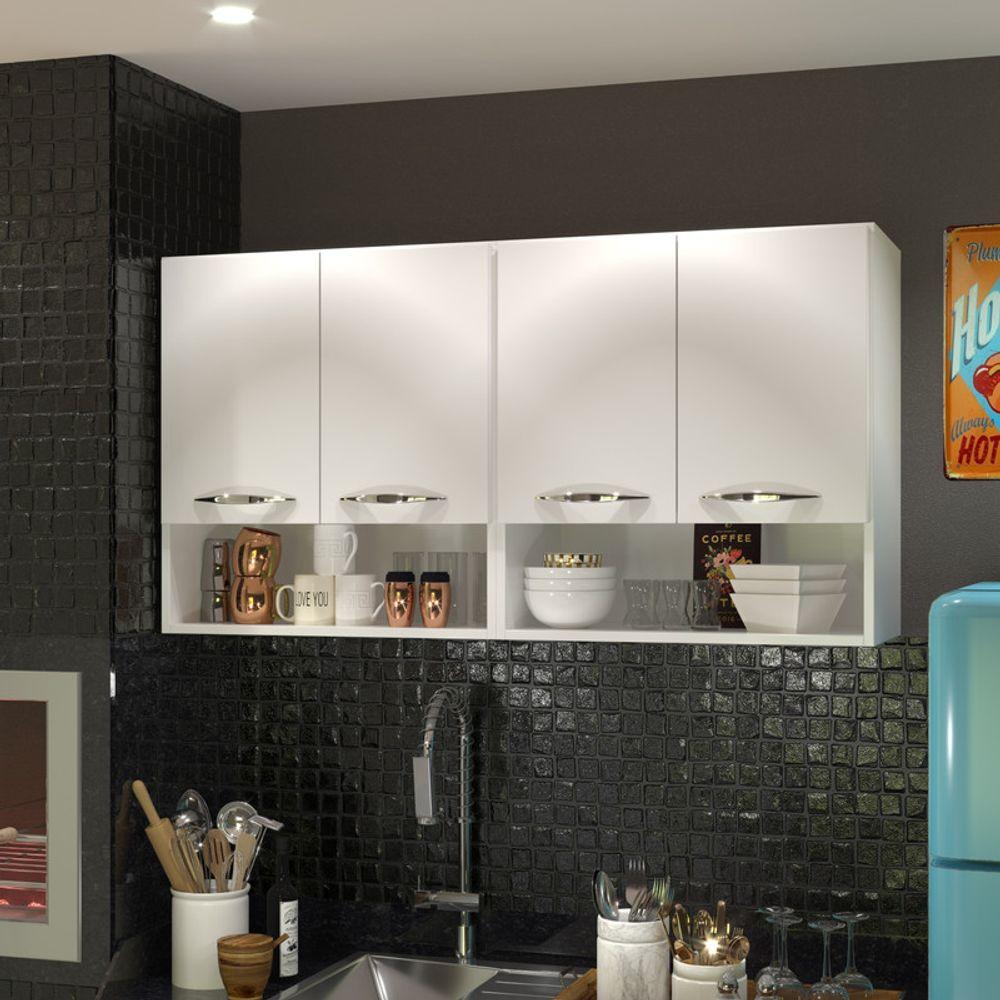 Módulo Aéreo De Parede Com 4 Portas Branco